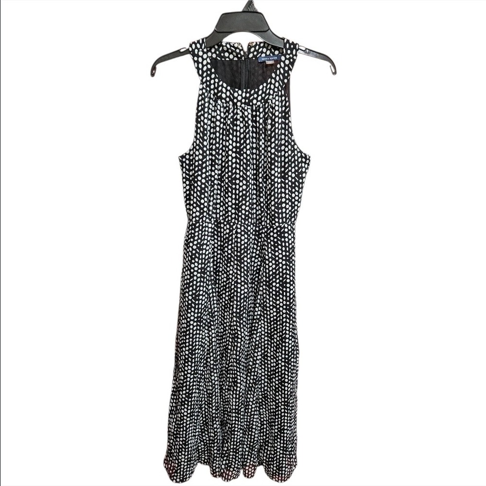 Tommy Hilfiger Womens Black White Polka Dot Halter Midi Dress Size 6 Chiffon - Picture 2 of 8